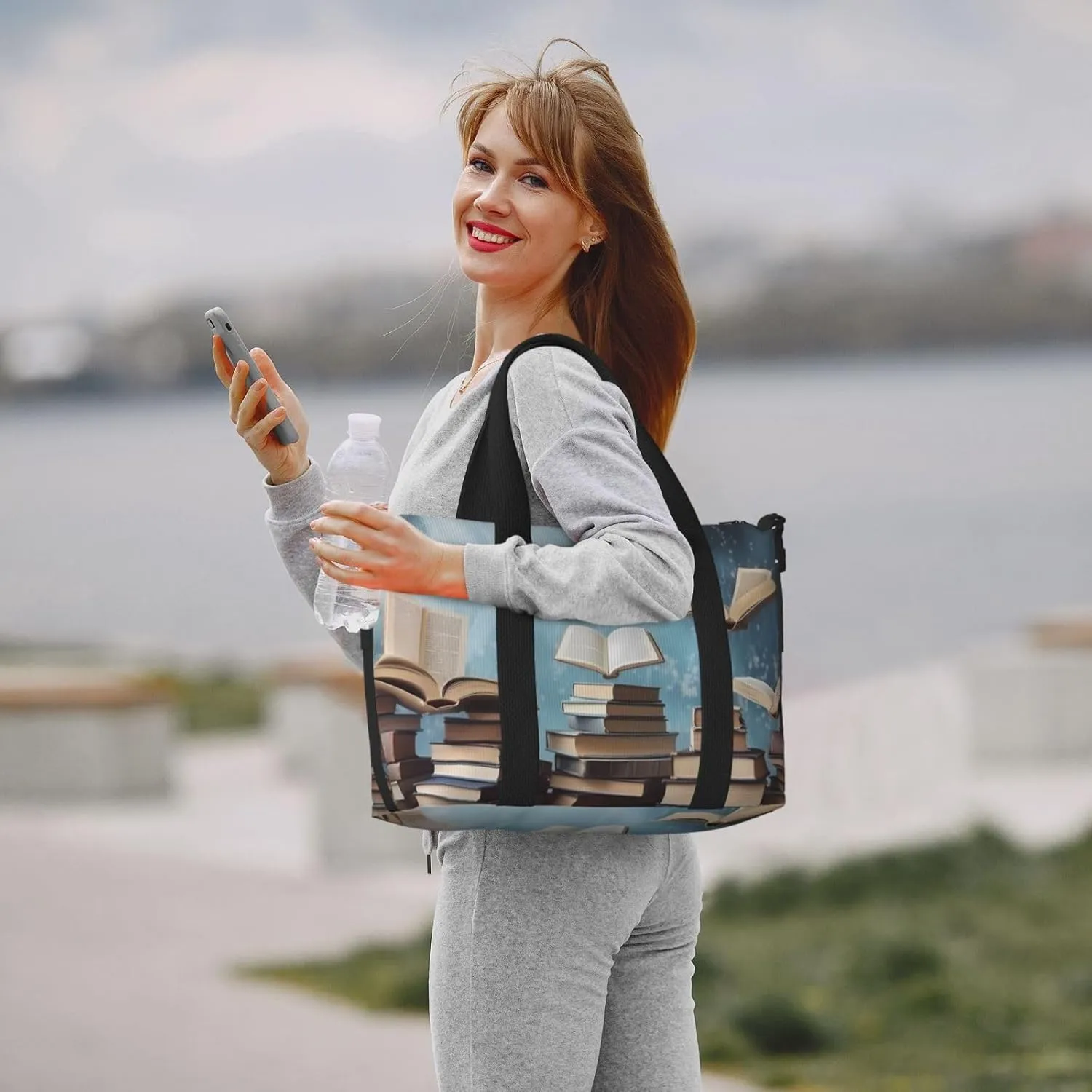 Gym Bags Small books in the sky Duffel Bag Overnight Bag with Shoe Compartment Carryon Bag for Men Women