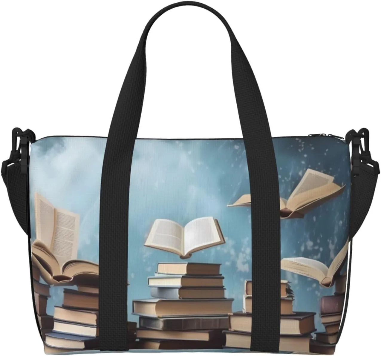 Gym Bags Small books in the sky Duffel Bag Overnight Bag with Shoe Compartment Carryon Bag for Men Women