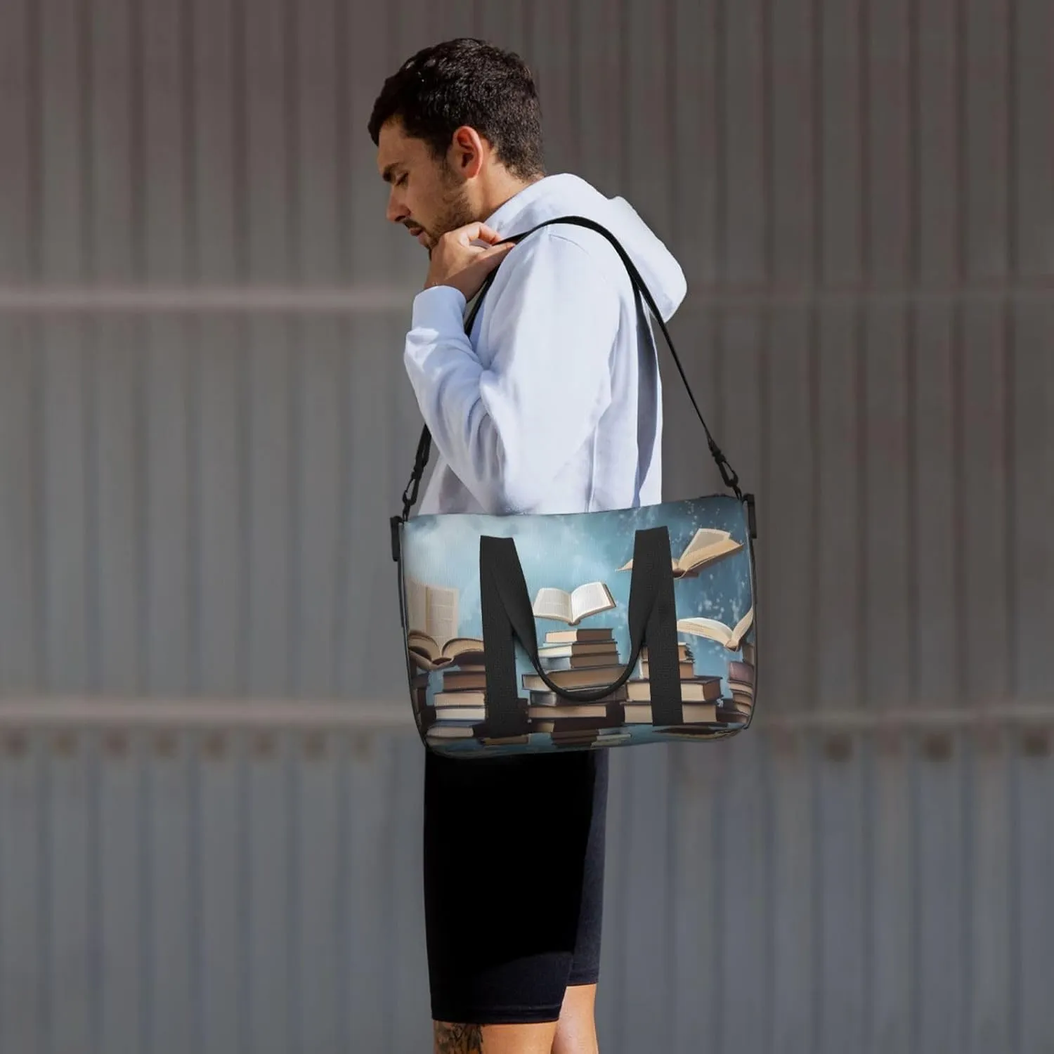 Gym Bags Small books in the sky Duffel Bag Overnight Bag with Shoe Compartment Carryon Bag for Men Women