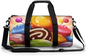 Gym Bags Small Cartoon Candy Duffel Bag Overnight Bag with Shoe Compartment Carryon Bag for Men Women