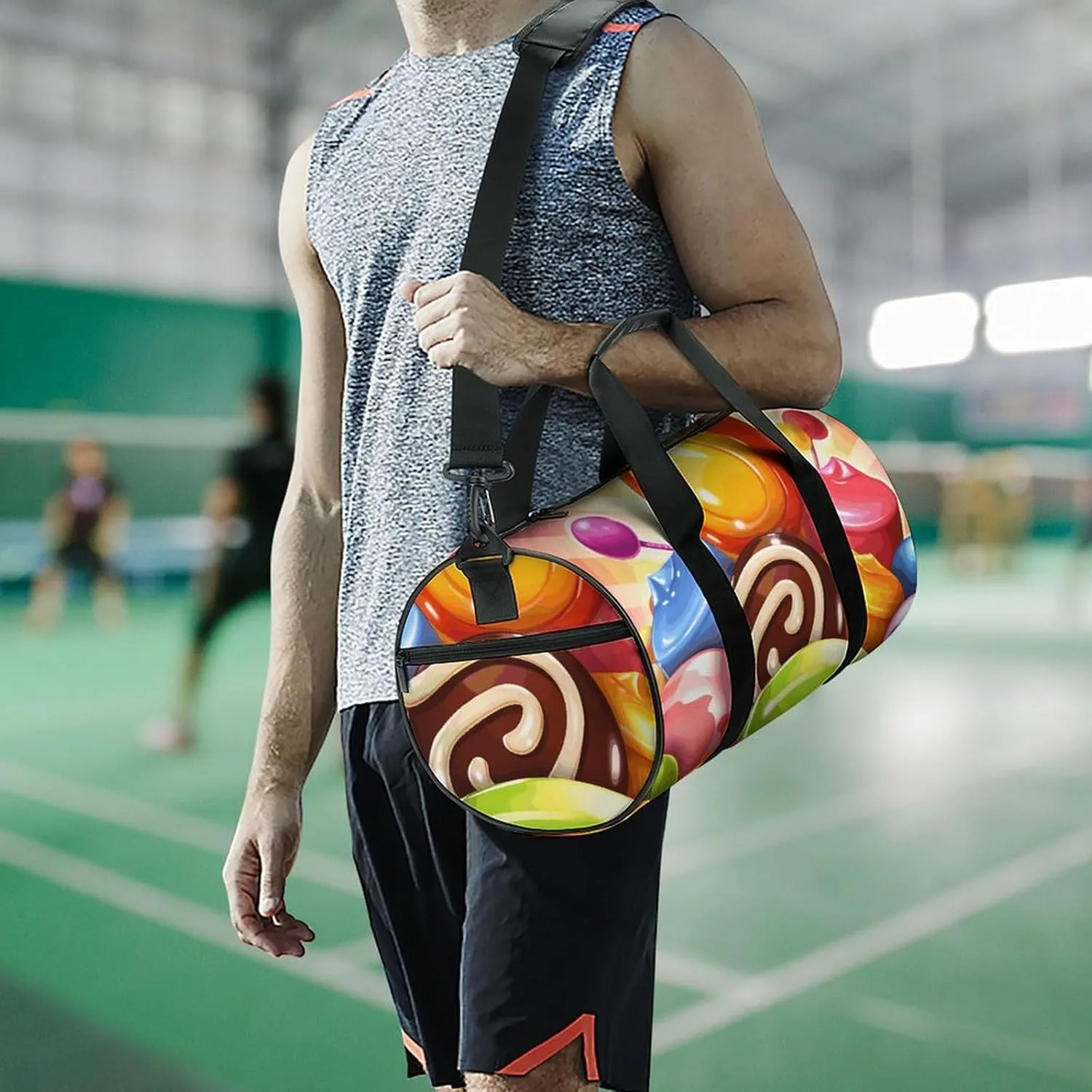Gym Bags Small Cartoon Candy Duffel Bag Overnight Bag with Shoe Compartment Carryon Bag for Men Women