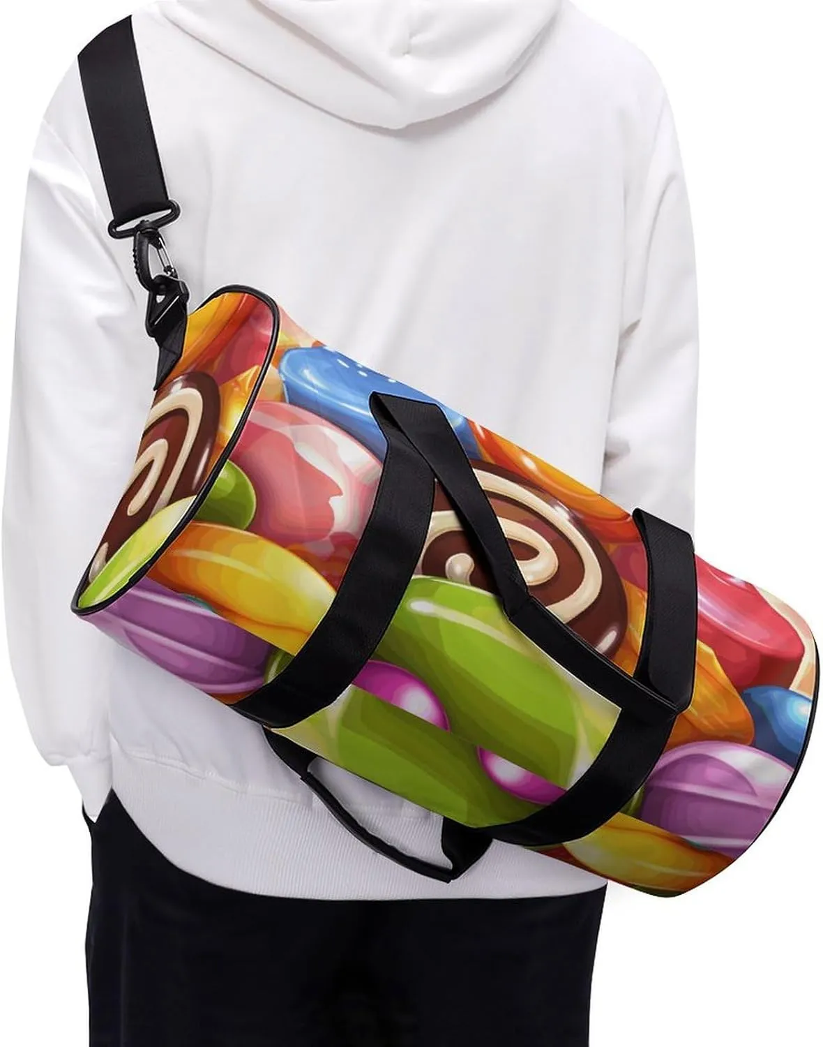 Gym Bags Small Cartoon Candy Duffel Bag Overnight Bag with Shoe Compartment Carryon Bag for Men Women