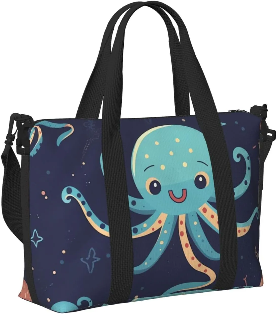 Gym Bags Small Cartoon Octopus Duffel Bag Overnight Bag with Shoe Compartment Carryon Bag for Men Women