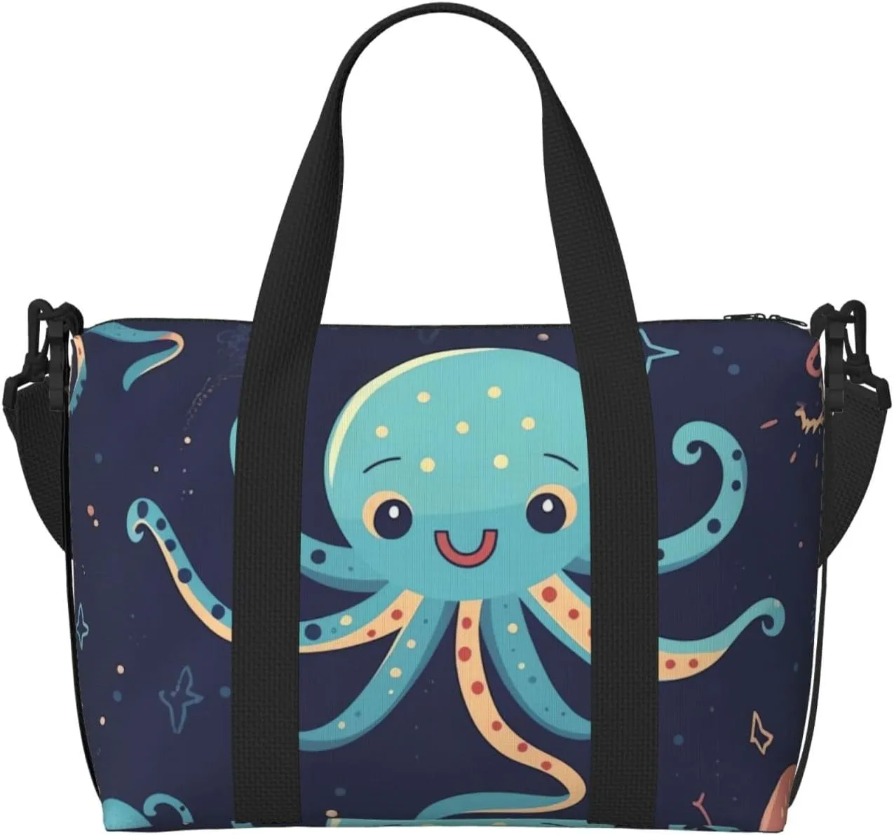 Gym Bags Small Cartoon Octopus Duffel Bag Overnight Bag with Shoe Compartment Carryon Bag for Men Women