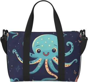 Gym Bags Small Cartoon Octopus Duffel Bag Overnight Bag with Shoe Compartment Carryon Bag for Men Women