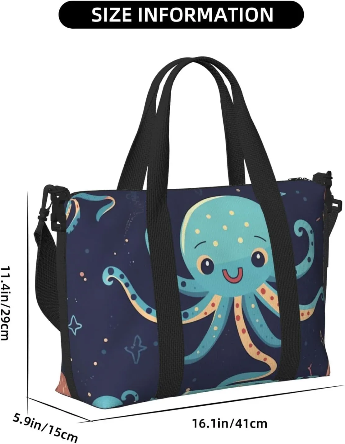 Gym Bags Small Cartoon Octopus Duffel Bag Overnight Bag with Shoe Compartment Carryon Bag for Men Women