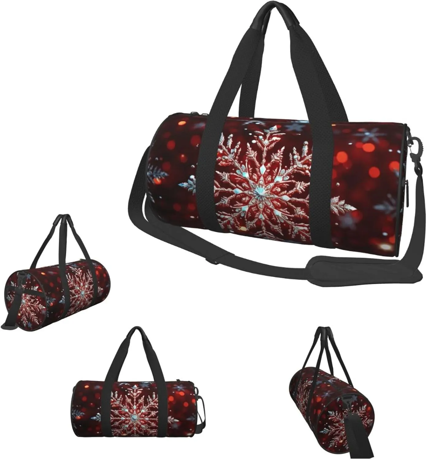 Gym Bags Small Christmas snowflake Duffel Bag Overnight Bag with Shoe Compartment Carryon Bag for Men Women