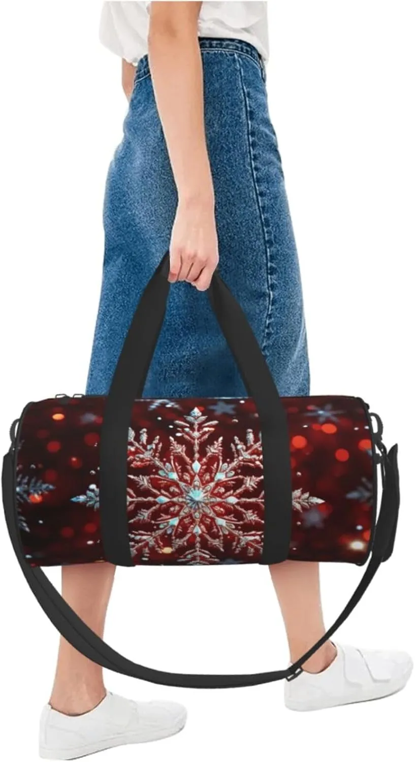 Gym Bags Small Christmas snowflake Duffel Bag Overnight Bag with Shoe Compartment Carryon Bag for Men Women