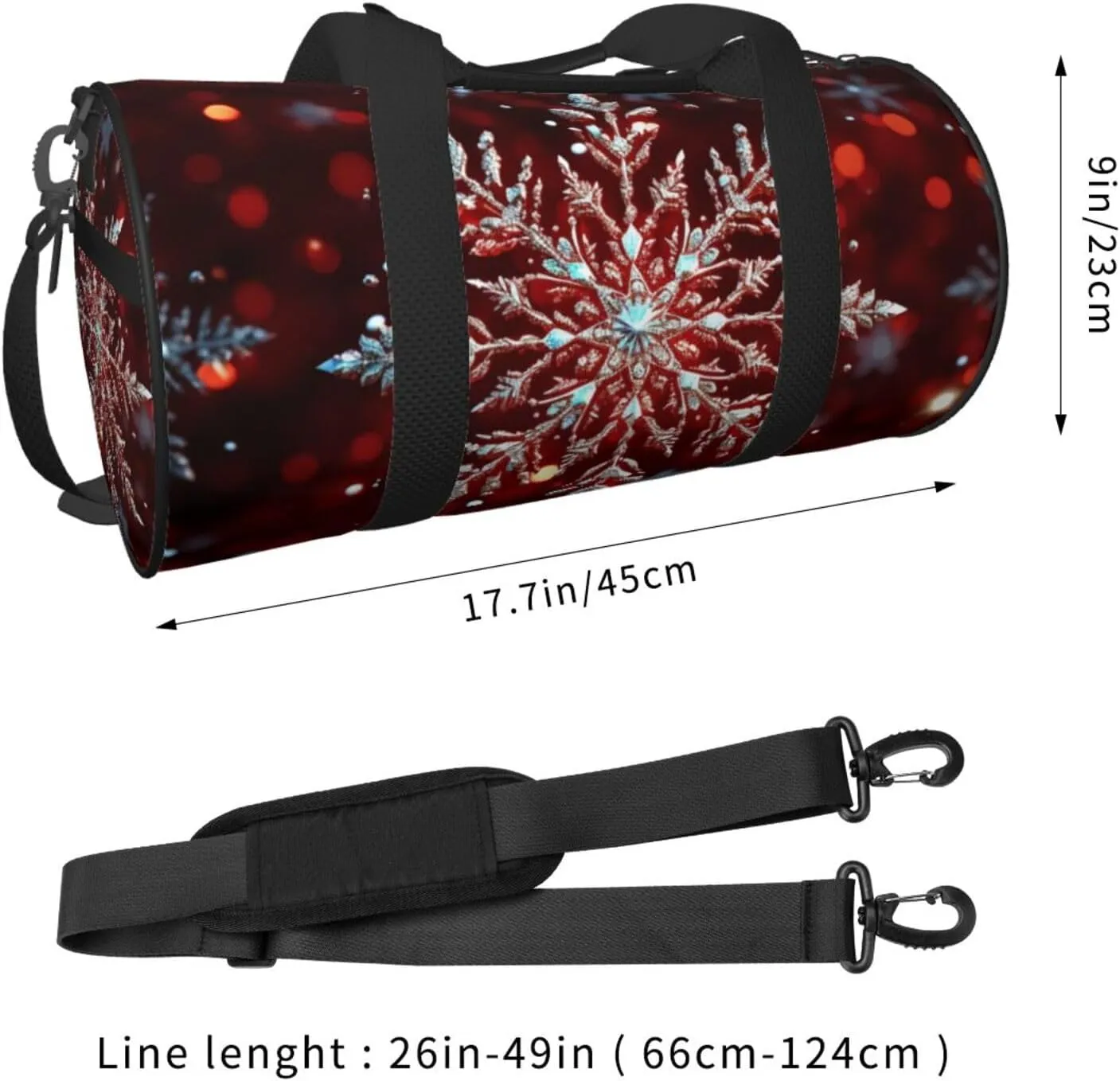 Gym Bags Small Christmas snowflake Duffel Bag Overnight Bag with Shoe Compartment Carryon Bag for Men Women