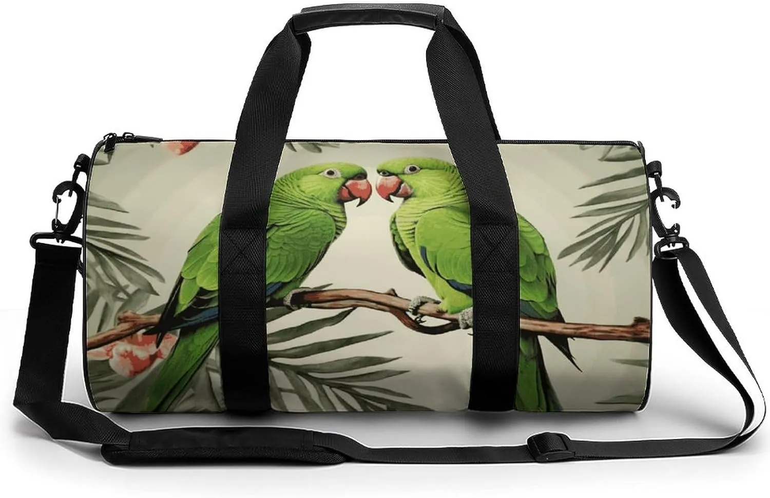 Gym Bags Small Couple Parrots Olive Duffel Bag Overnight Bag with Shoe Compartment Carryon Bag for Men Women