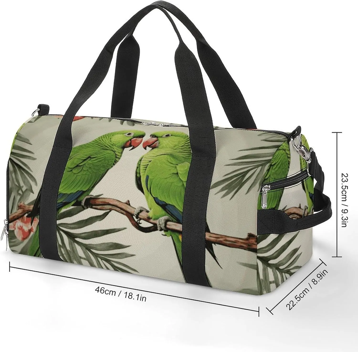 Gym Bags Small Couple Parrots Olive Duffel Bag Overnight Bag with Shoe Compartment Carryon Bag for Men Women