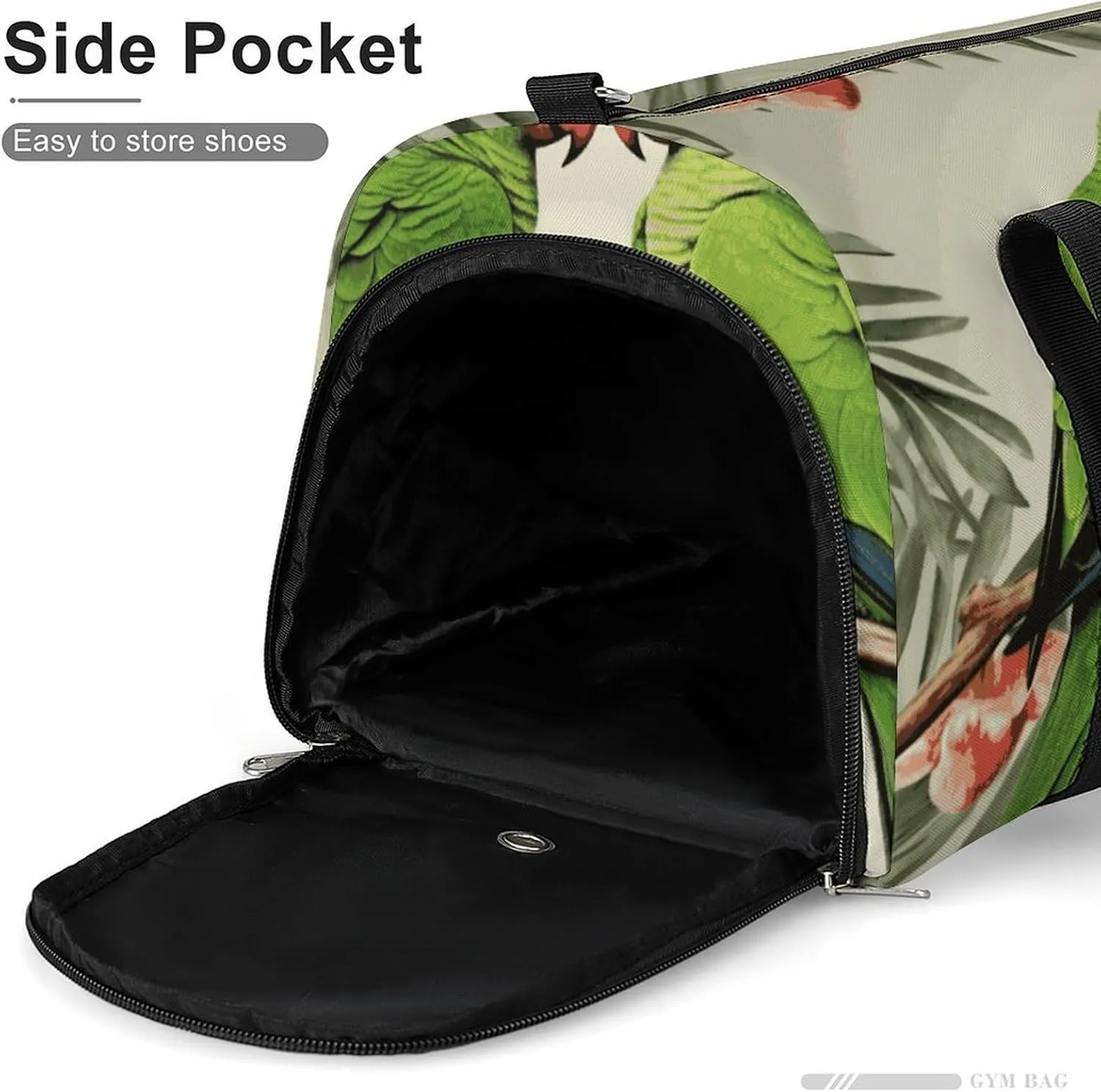 Gym Bags Small Couple Parrots Olive Duffel Bag Overnight Bag with Shoe Compartment Carryon Bag for Men Women