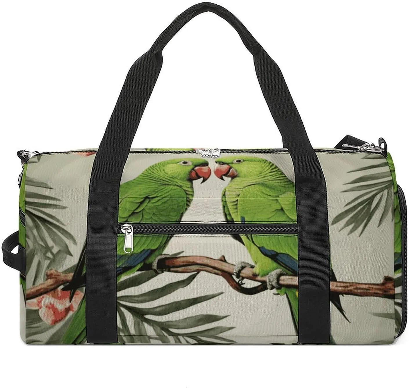 Gym Bags Small Couple Parrots Olive Duffel Bag Overnight Bag with Shoe Compartment Carryon Bag for Men Women