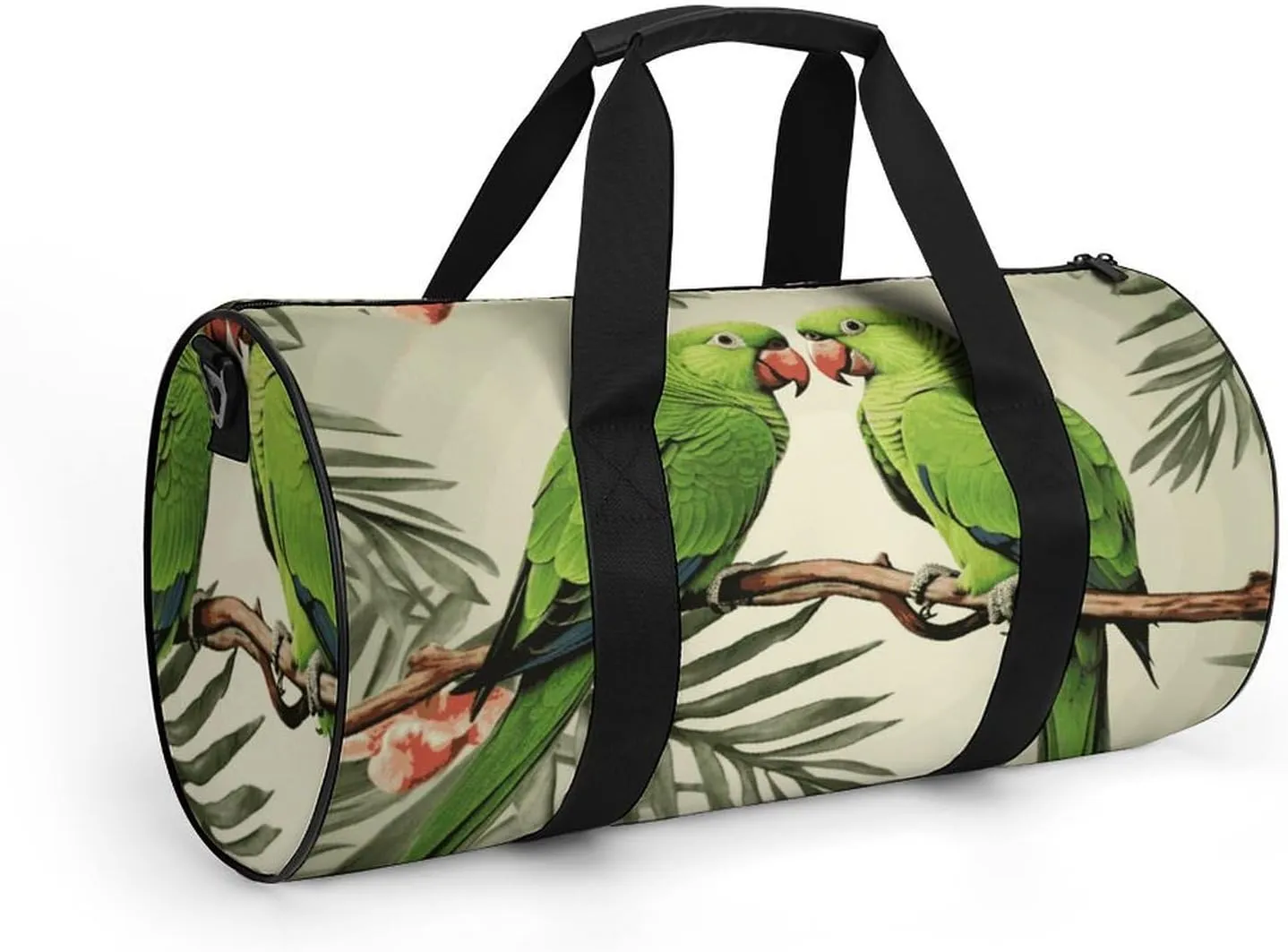 Gym Bags Small Couple Parrots Olive Duffel Bag Overnight Bag with Shoe Compartment Carryon Bag for Men Women