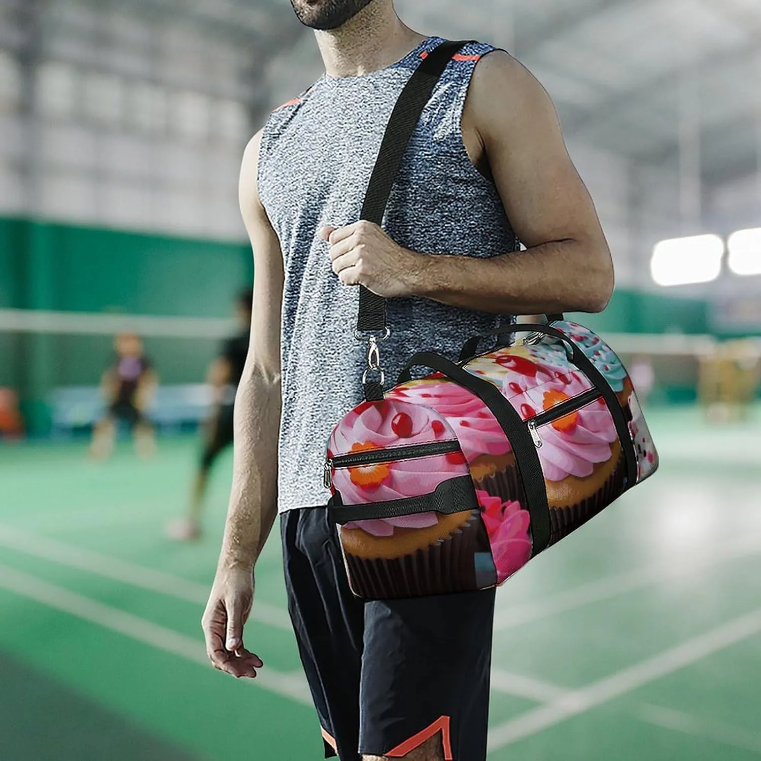 Gym Bags Small Cupcake Duffel Bag Overnight Bag with Shoe Compartment Carryon Bag for Men Women