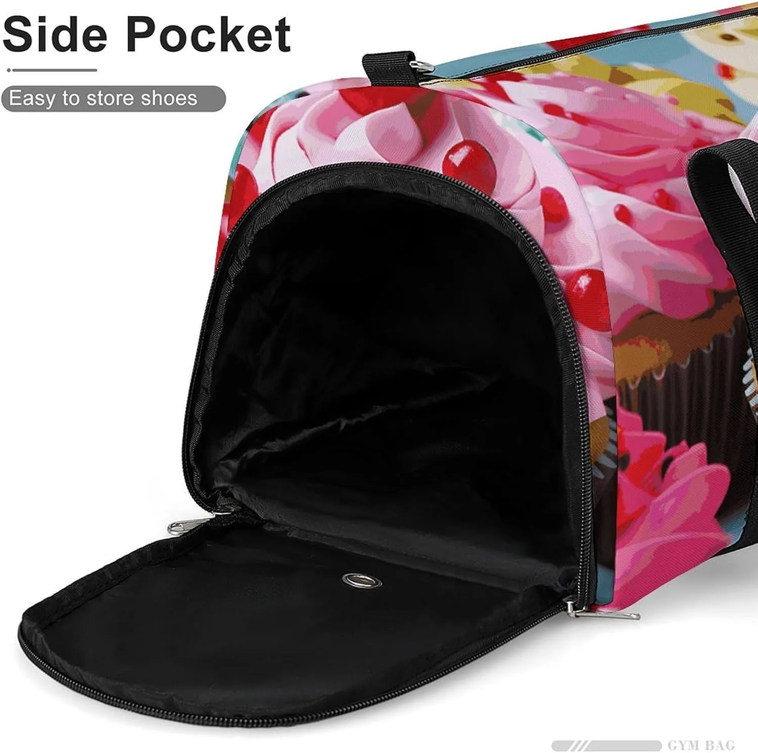 Gym Bags Small Cupcake Duffel Bag Overnight Bag with Shoe Compartment Carryon Bag for Men Women