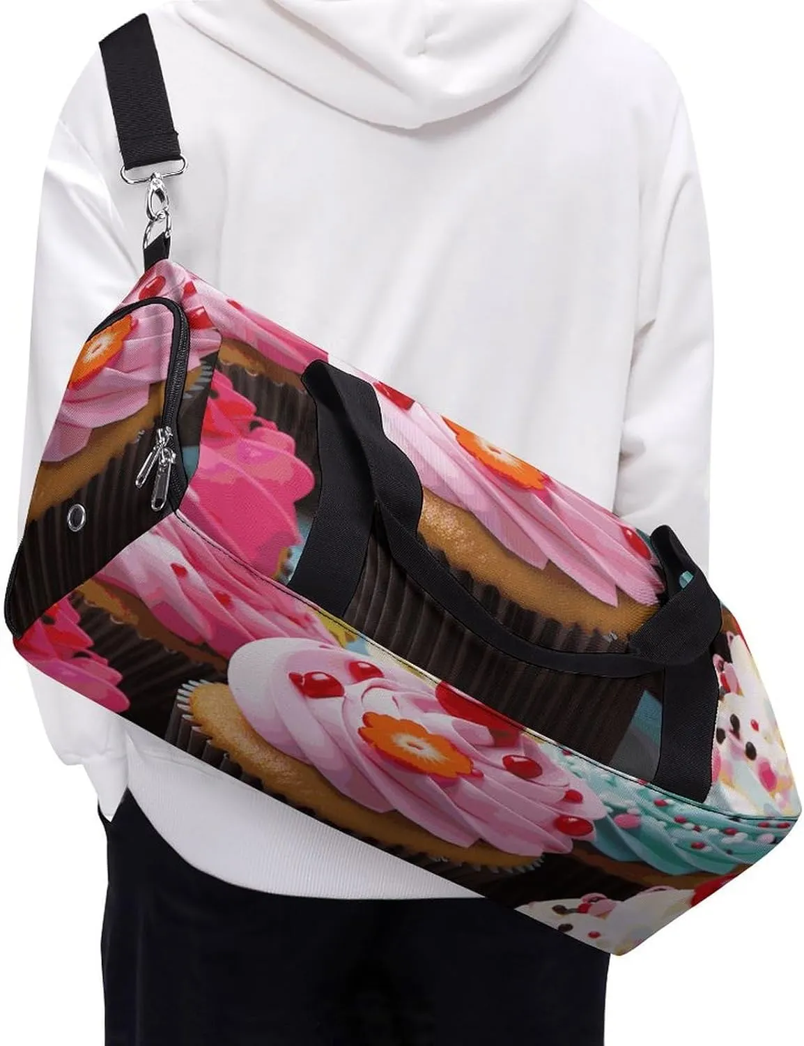 Gym Bags Small Cupcake Duffel Bag Overnight Bag with Shoe Compartment Carryon Bag for Men Women