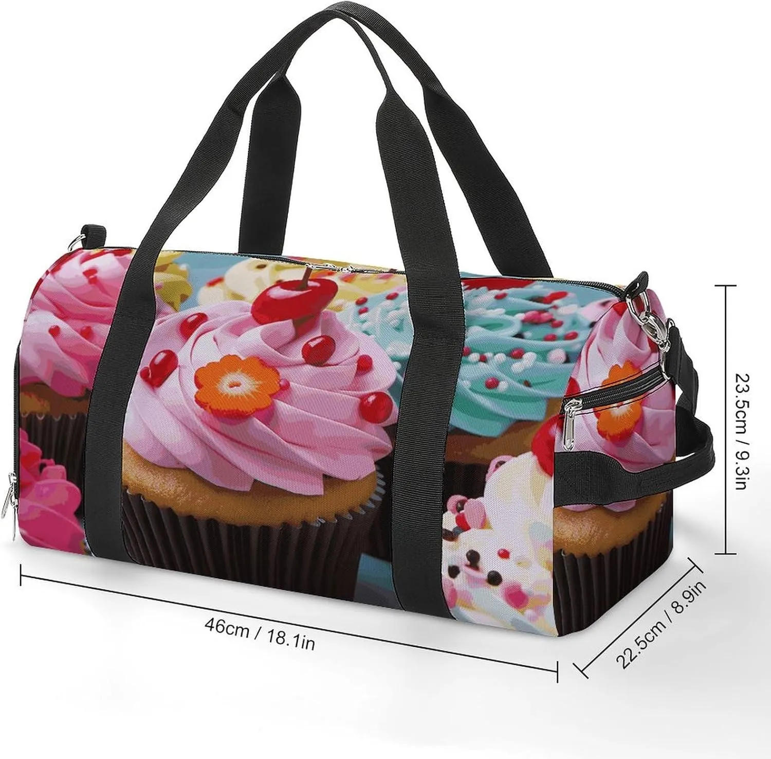 Gym Bags Small Cupcake Duffel Bag Overnight Bag with Shoe Compartment Carryon Bag for Men Women
