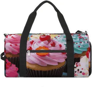 Gym Bags Small Cupcake Duffel Bag Overnight Bag with Shoe Compartment Carryon Bag for Men Women