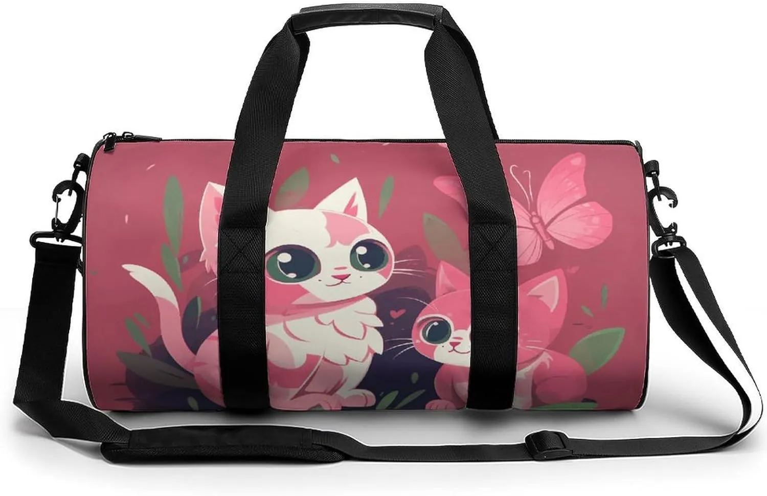 Gym Bags Small Cute Butterfly And Cat Duffel Bag Overnight Bag with Shoe Compartment Carryon Bag for Men Women