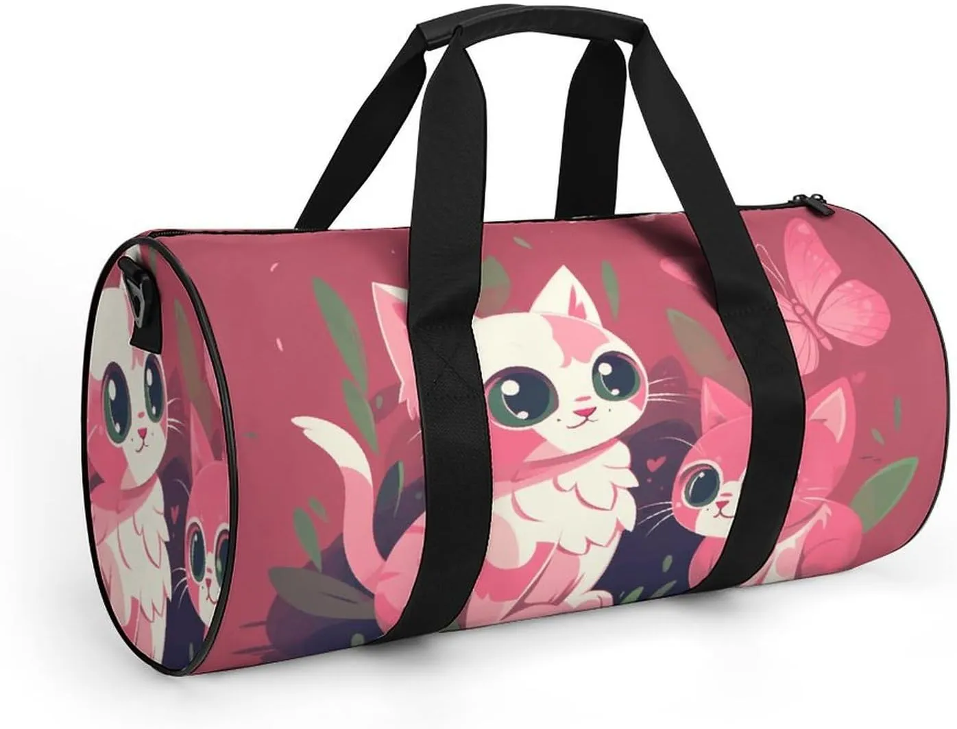 Gym Bags Small Cute Butterfly And Cat Duffel Bag Overnight Bag with Shoe Compartment Carryon Bag for Men Women