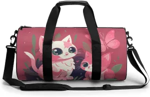 Gym Bags Small Cute Butterfly And Cat Duffel Bag Overnight Bag with Shoe Compartment Carryon Bag for Men Women
