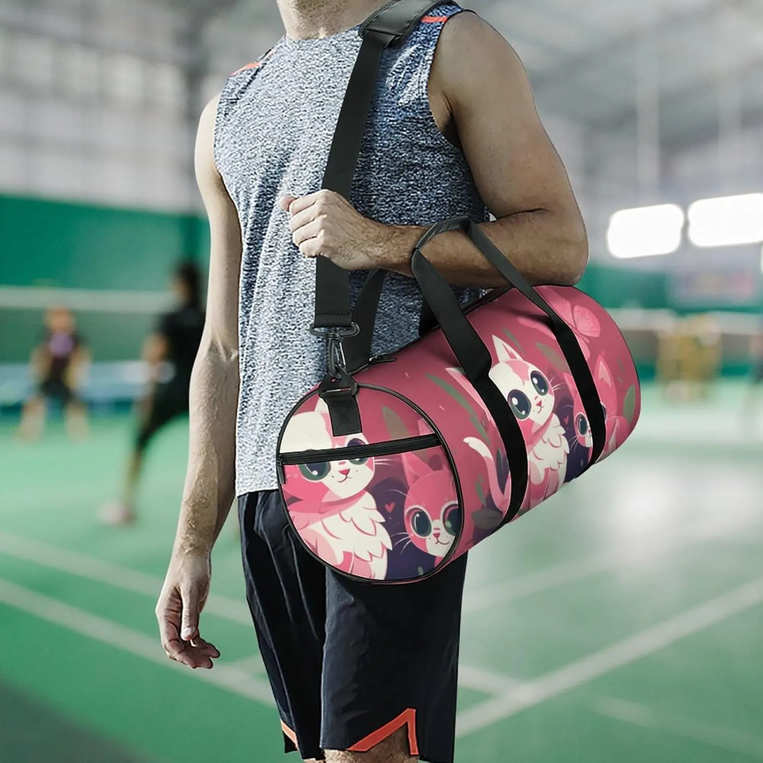 Gym Bags Small Cute Butterfly And Cat Duffel Bag Overnight Bag with Shoe Compartment Carryon Bag for Men Women