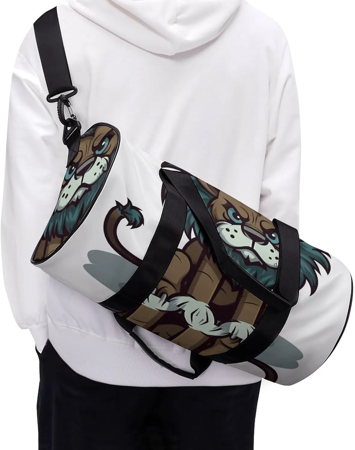 Gym Bags Small Cute Lion Duffel Bag Overnight Bag with Shoe Compartment Carryon Bag for Men Women
