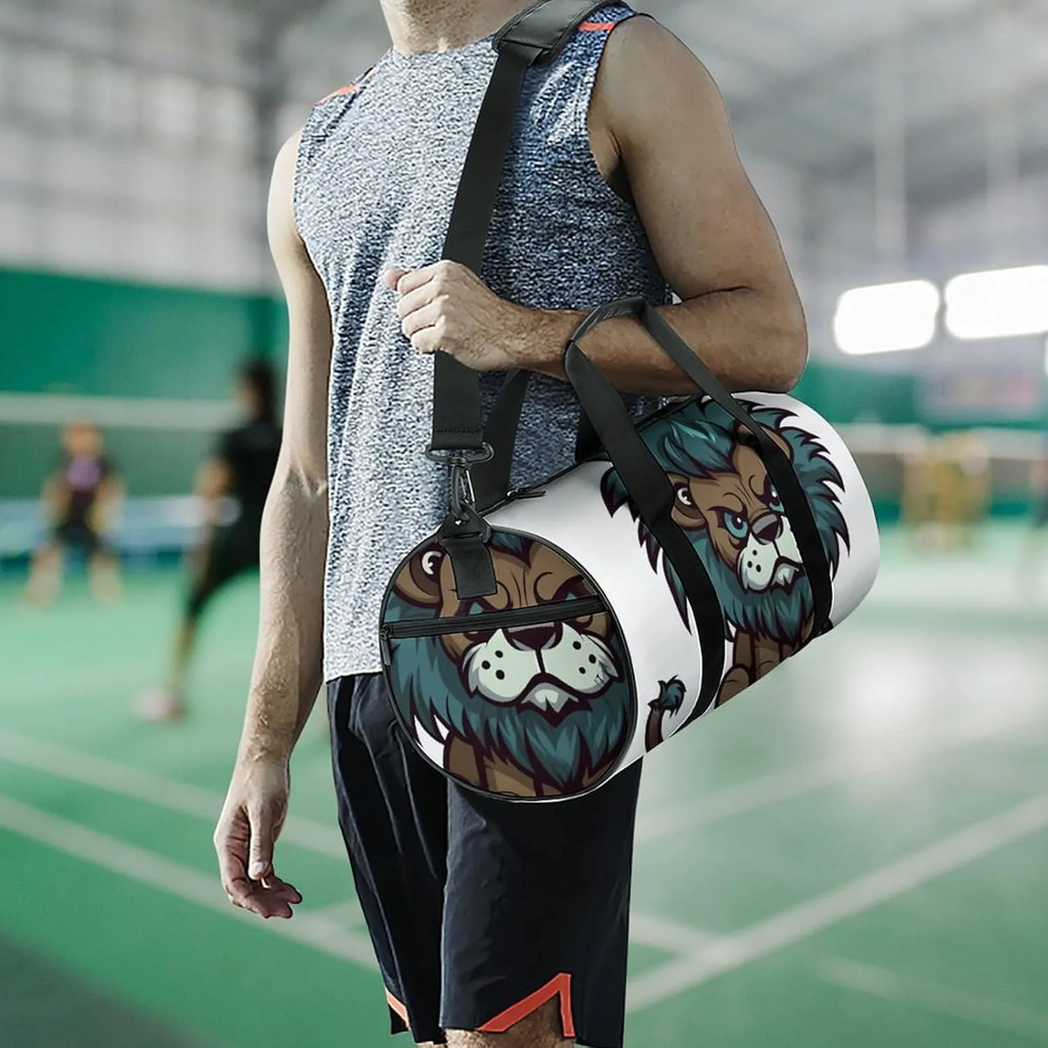 Gym Bags Small Cute Lion Duffel Bag Overnight Bag with Shoe Compartment Carryon Bag for Men Women