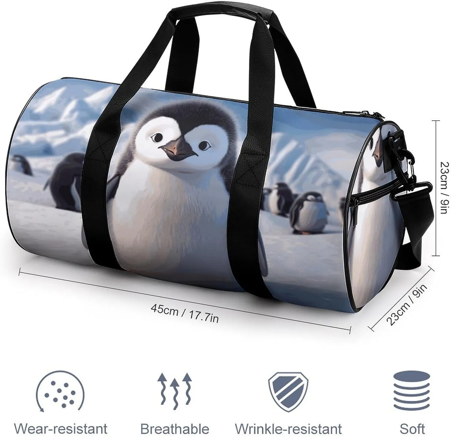 Gym Bags Small Cute Penguin Duffel Bag Overnight Bag with Shoe Compartment Carryon Bag for Men Women