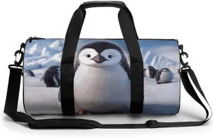 Gym Bags Small Cute Penguin Duffel Bag Overnight Bag with Shoe Compartment Carryon Bag for Men Women