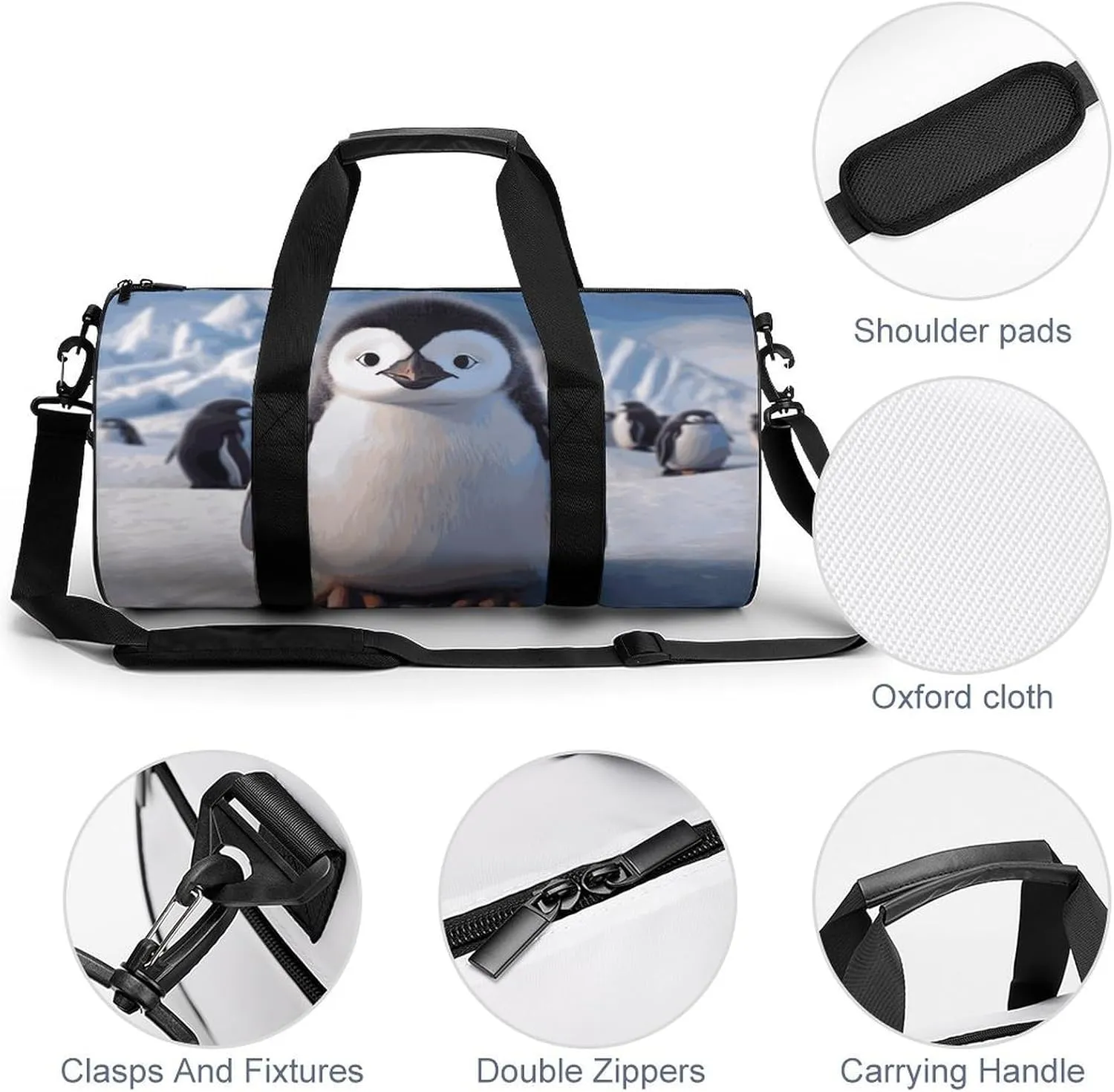 Gym Bags Small Cute Penguin Duffel Bag Overnight Bag with Shoe Compartment Carryon Bag for Men Women