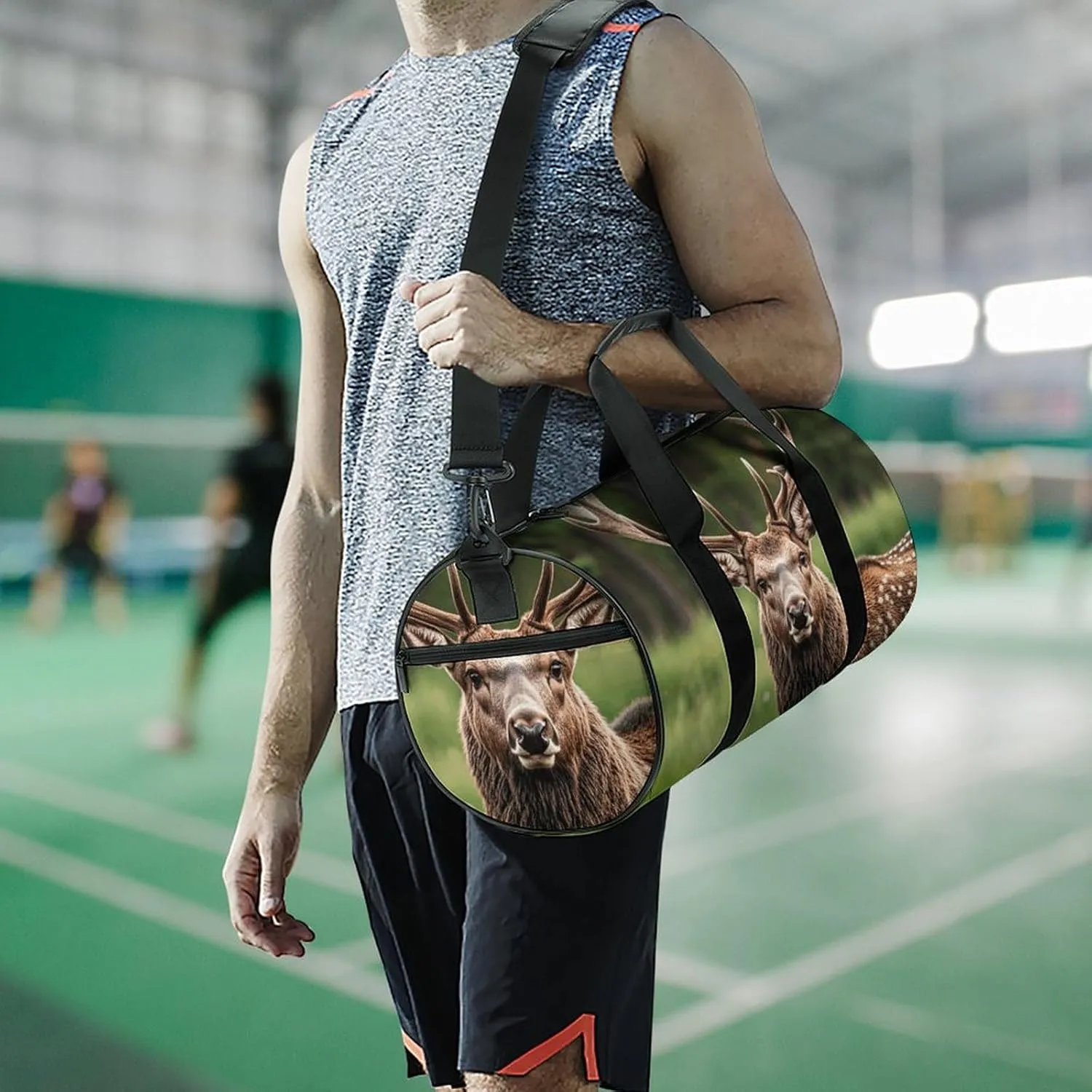 Gym Bags Small Deer Bear Moose Duffel Bag Overnight Bag with Shoe Compartment Carryon Bag for Men Women