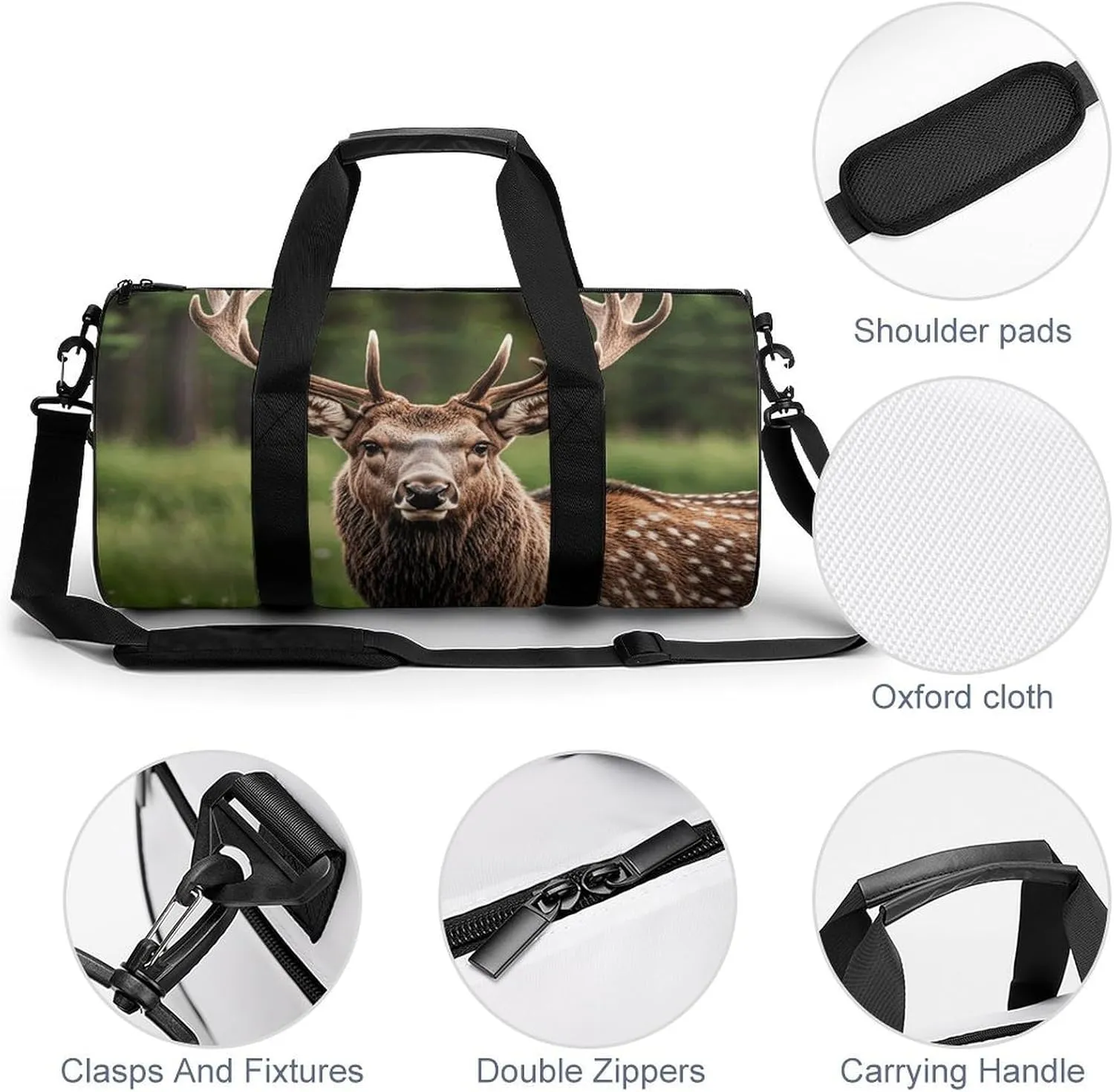 Gym Bags Small Deer Bear Moose Duffel Bag Overnight Bag with Shoe Compartment Carryon Bag for Men Women