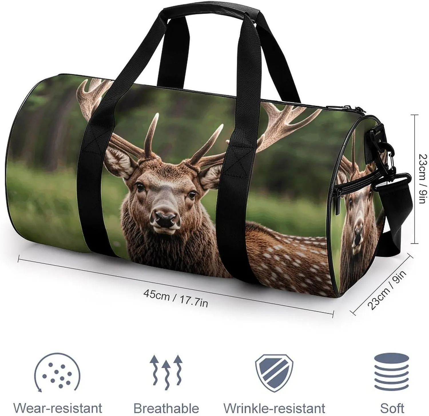 Gym Bags Small Deer Bear Moose Duffel Bag Overnight Bag with Shoe Compartment Carryon Bag for Men Women