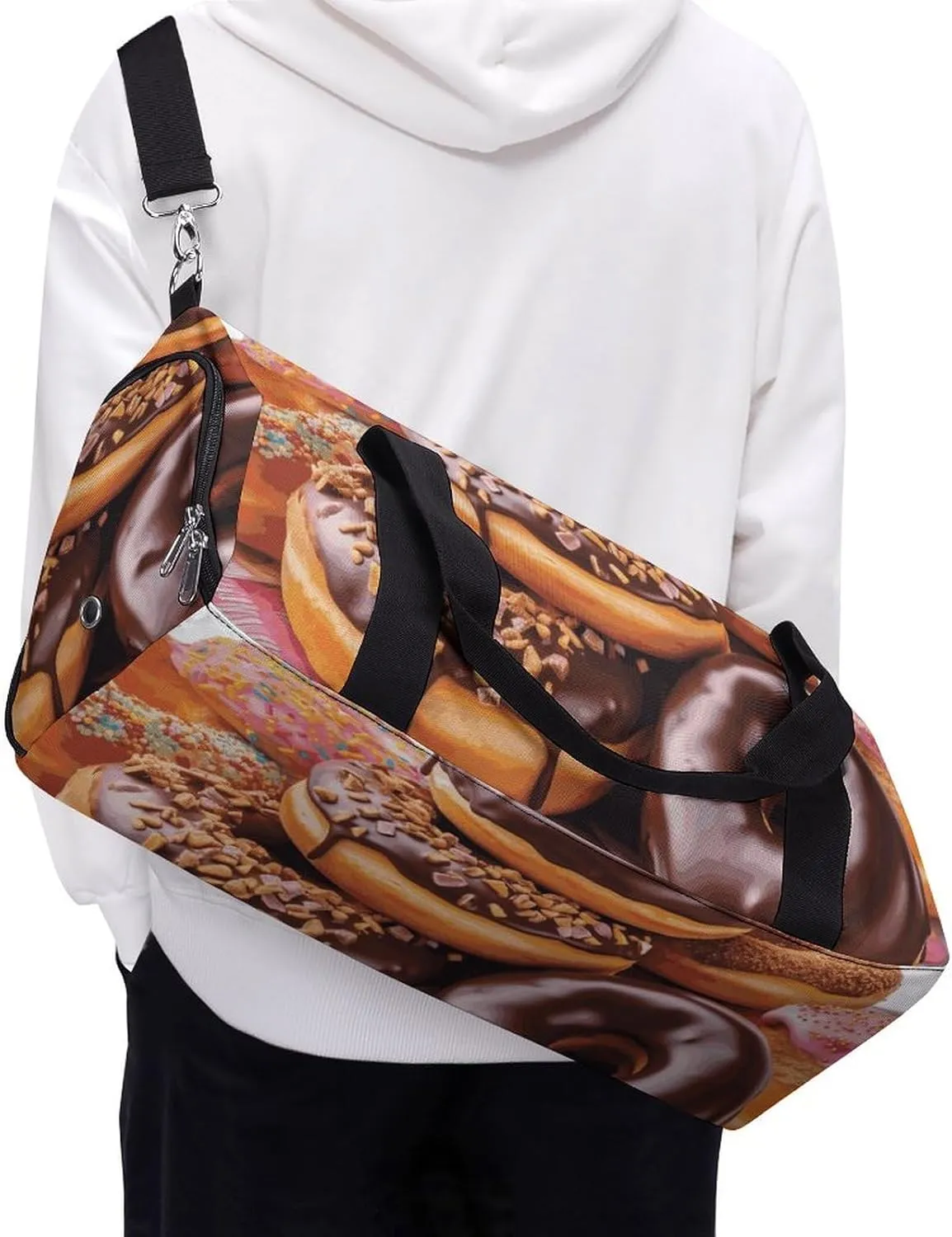 Gym Bags Small Donuts Chocolate Duffel Bag Overnight Bag with Shoe Compartment Carryon Bag for Men Women