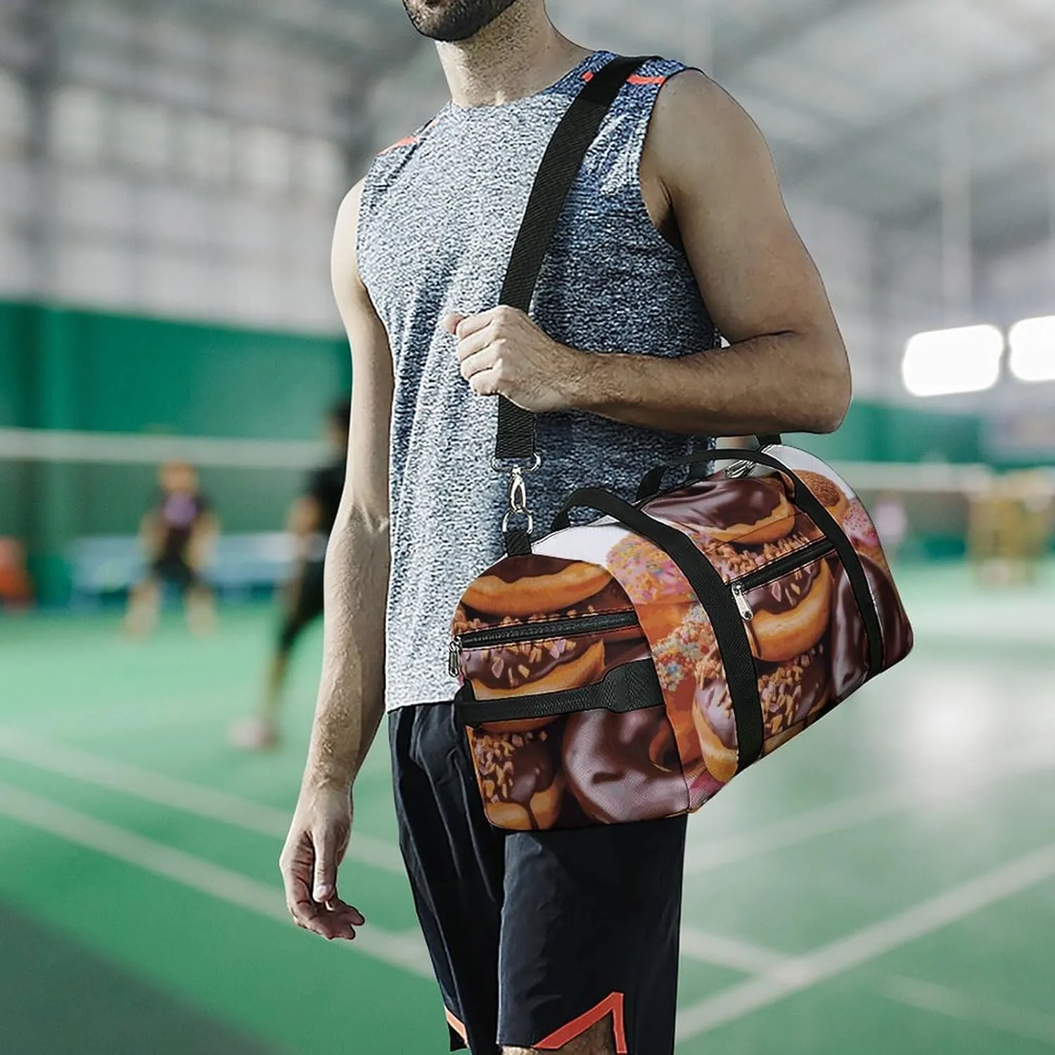 Gym Bags Small Donuts Chocolate Duffel Bag Overnight Bag with Shoe Compartment Carryon Bag for Men Women