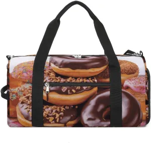 Gym Bags Small Donuts Chocolate Duffel Bag Overnight Bag with Shoe Compartment Carryon Bag for Men Women