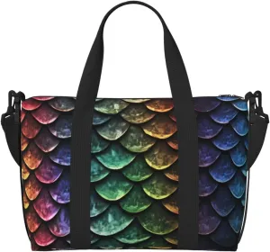 Gym Bags Small Dragon Scale Duffel Bag Overnight Bag with Shoe Compartment Carryon Bag for Men Women