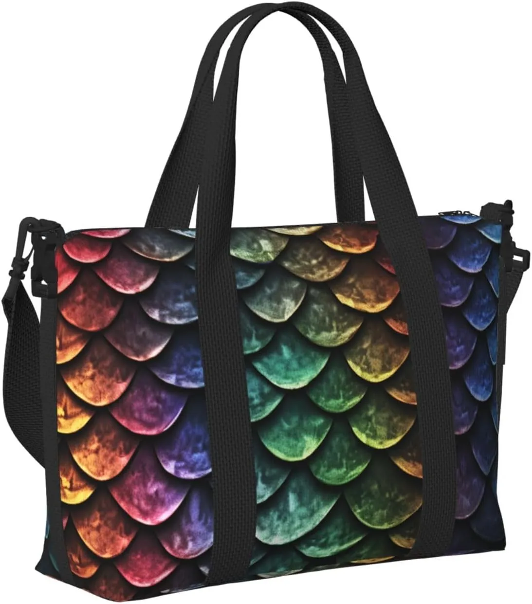 Gym Bags Small Dragon Scale Duffel Bag Overnight Bag with Shoe Compartment Carryon Bag for Men Women