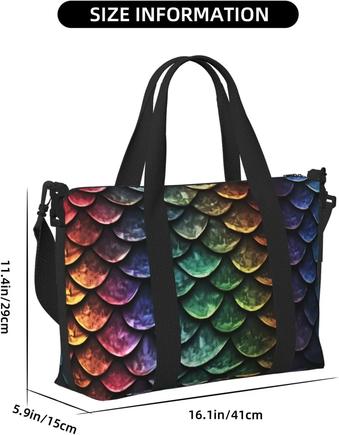 Gym Bags Small Dragon Scale Duffel Bag Overnight Bag with Shoe Compartment Carryon Bag for Men Women