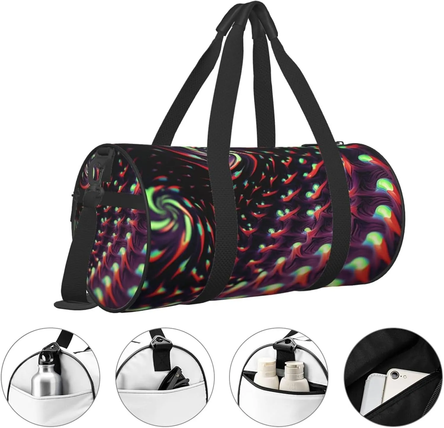 Gym Bags Small Fantasy Sci-Fi Dizziness Duffel Bag Overnight Bag with Shoe Compartment Carryon Bag for Men Women