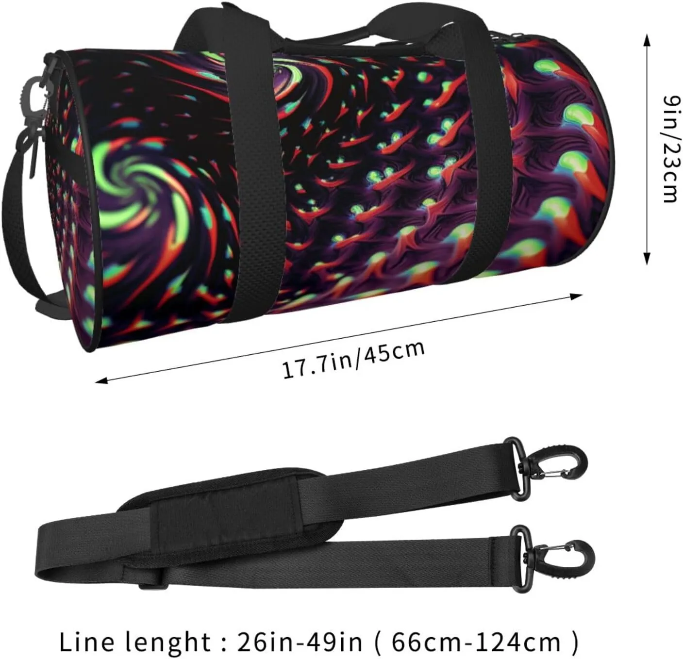 Gym Bags Small Fantasy Sci-Fi Dizziness Duffel Bag Overnight Bag with Shoe Compartment Carryon Bag for Men Women