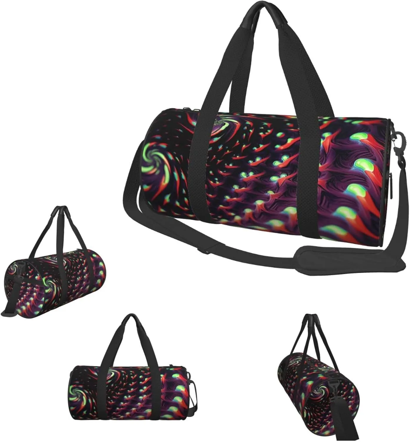 Gym Bags Small Fantasy Sci-Fi Dizziness Duffel Bag Overnight Bag with Shoe Compartment Carryon Bag for Men Women
