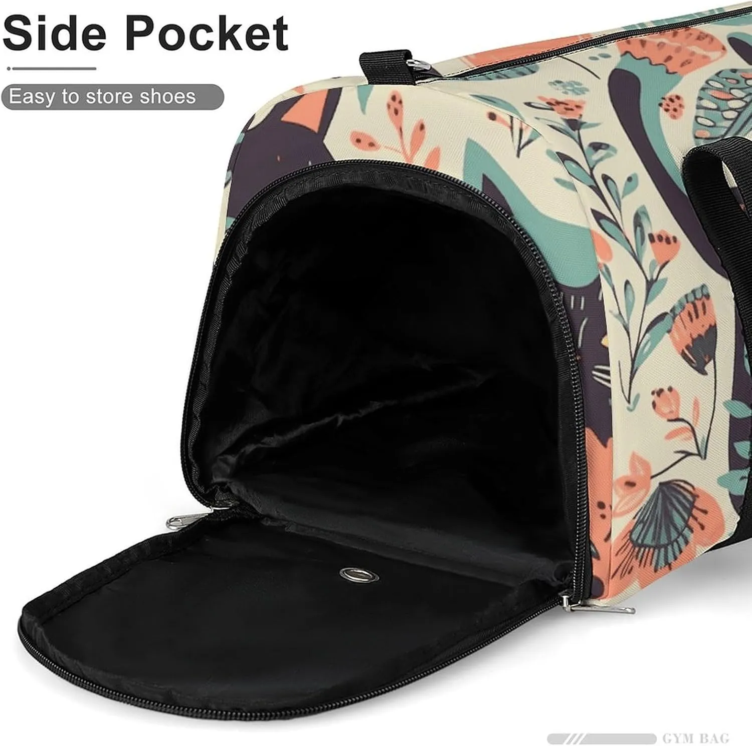 Gym Bags Small Funny Cats Birds And Flowers Duffel Bag Overnight Bag with Shoe Compartment Carryon Bag for Men Women