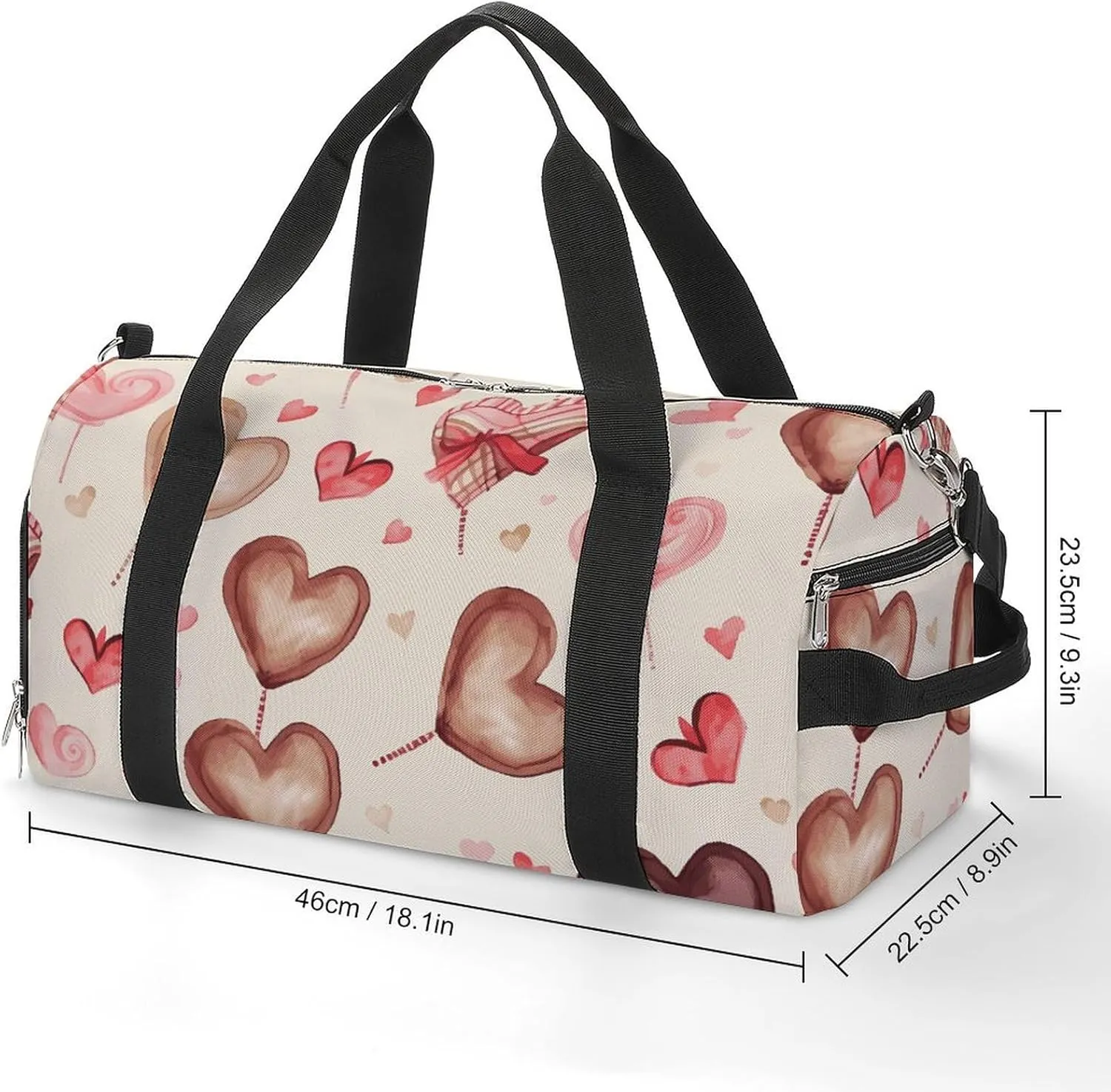 Gym Bags Small Hand Painted Heart Duffel Bag Overnight Bag with Shoe Compartment Carryon Bag for Men Women