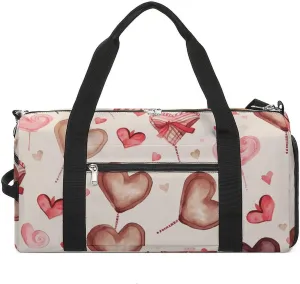 Gym Bags Small Hand Painted Heart Duffel Bag Overnight Bag with Shoe Compartment Carryon Bag for Men Women