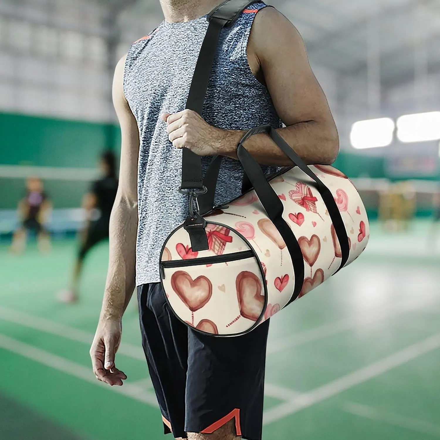 Gym Bags Small Hand Painted Heart Duffel Bag Overnight Bag with Shoe Compartment Carryon Bag for Men Women
