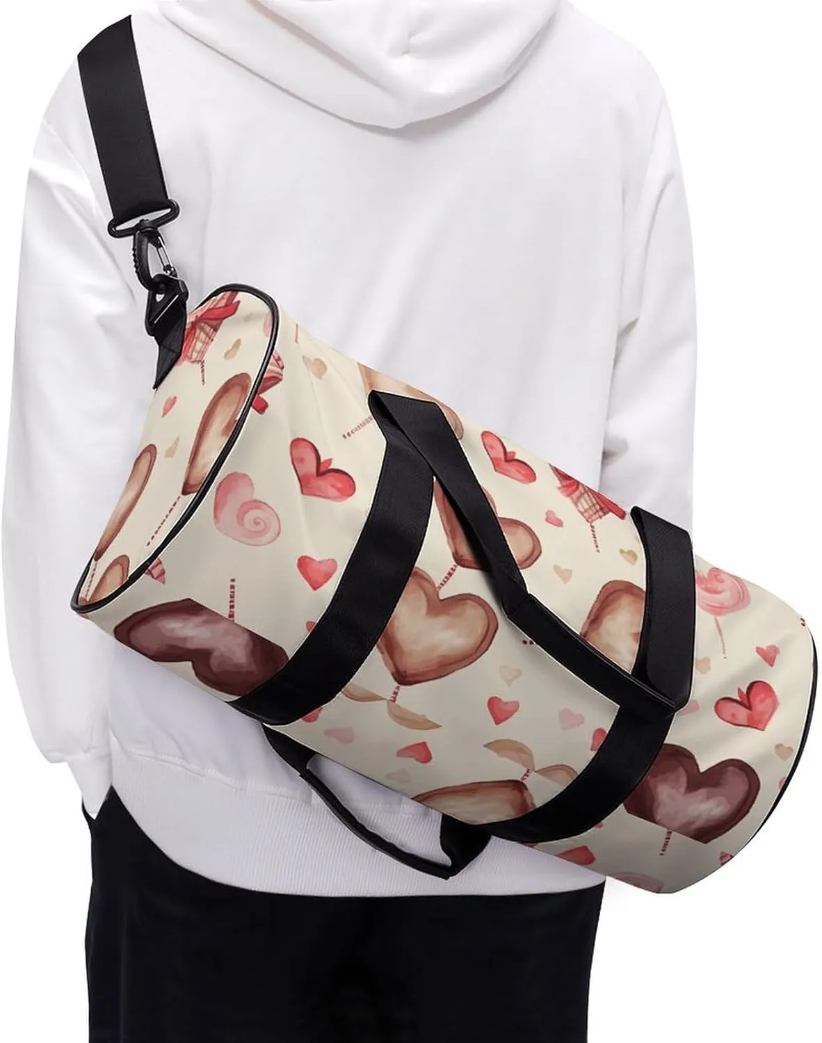 Gym Bags Small Hand Painted Heart Duffel Bag Overnight Bag with Shoe Compartment Carryon Bag for Men Women