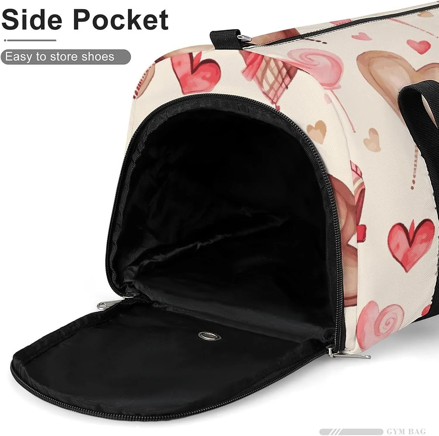 Gym Bags Small Hand Painted Heart Duffel Bag Overnight Bag with Shoe Compartment Carryon Bag for Men Women